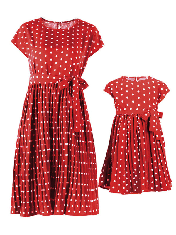 Lily's Woven Polka Dot Pleated Midi Dress-TOPS / DRESSES-[Adult]-[Female]-2022 Online Blue Zone Planet