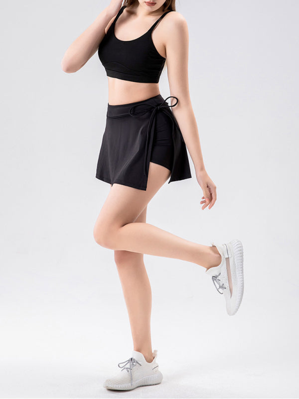 Sports yoga short skirt culottes half body quick-drying pocket skirt side slit strappy skirt BLUE ZONE PLANET