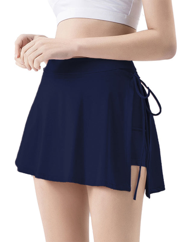 Sports yoga short skirt culottes half body quick-drying pocket skirt side slit strappy skirt BLUE ZONE PLANET