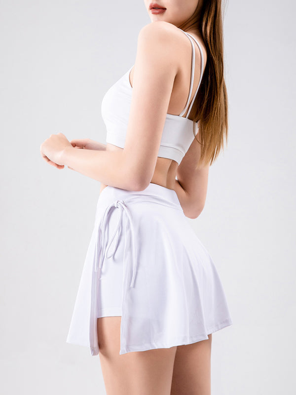 Sports yoga short skirt culottes half body quick-drying pocket skirt side slit strappy skirt BLUE ZONE PLANET