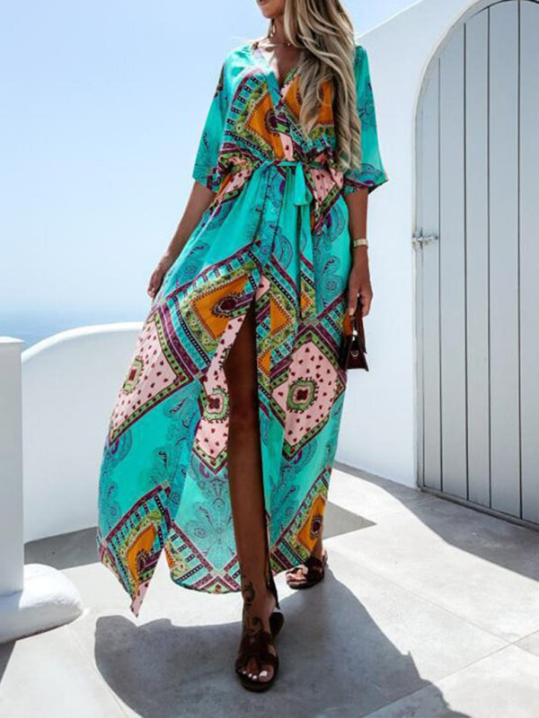 Blue Zone Planet |  Print long skirt chiffon commuting mid-waist long skirt BLUE ZONE PLANET