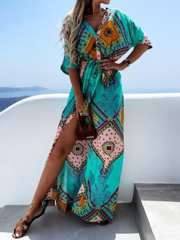 Blue Zone Planet |  Print long skirt chiffon commuting mid-waist long skirt BLUE ZONE PLANET