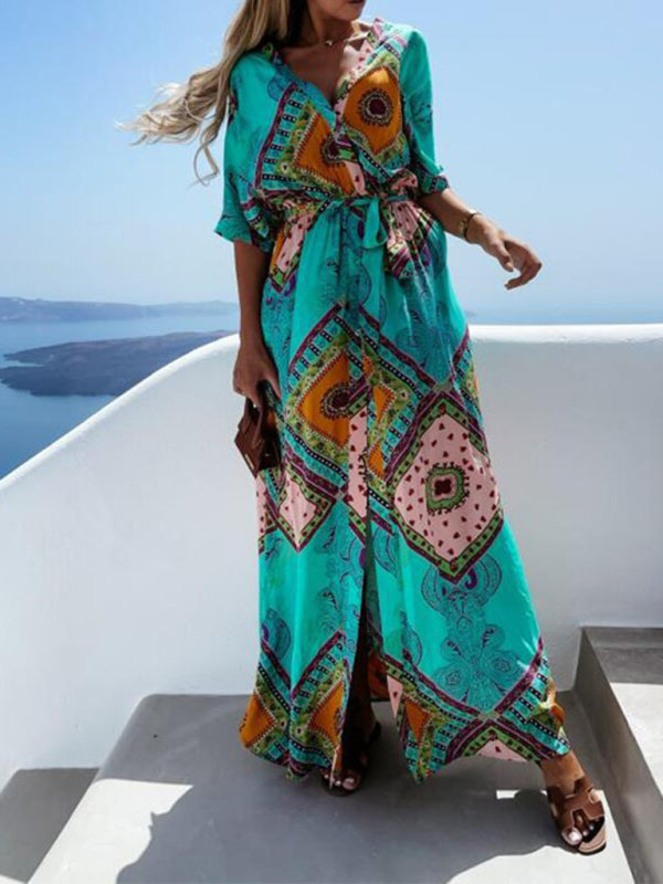 Blue Zone Planet |  Print long skirt chiffon commuting mid-waist long skirt BLUE ZONE PLANET