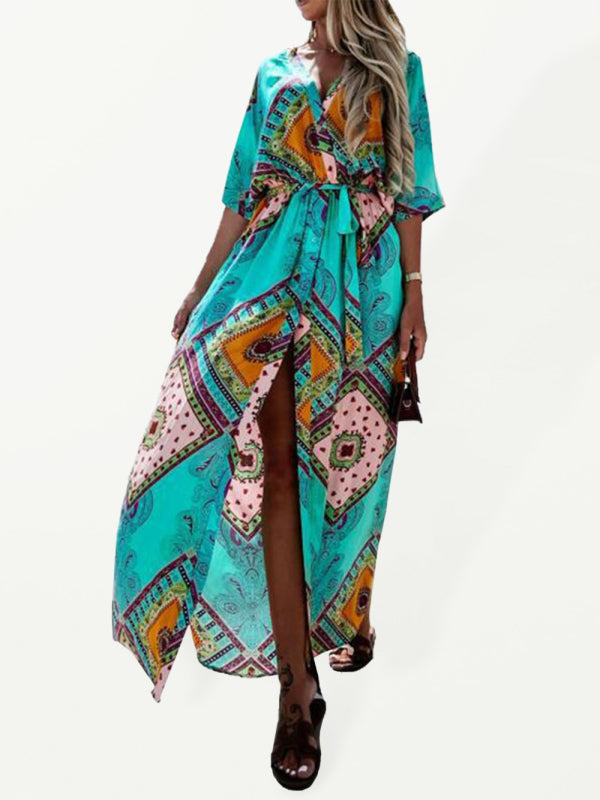 Blue Zone Planet |  Print long skirt chiffon commuting mid-waist long skirt BLUE ZONE PLANET