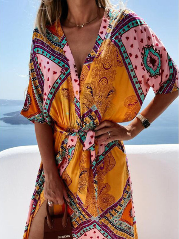 Blue Zone Planet |  Print long skirt chiffon commuting mid-waist long skirt BLUE ZONE PLANET