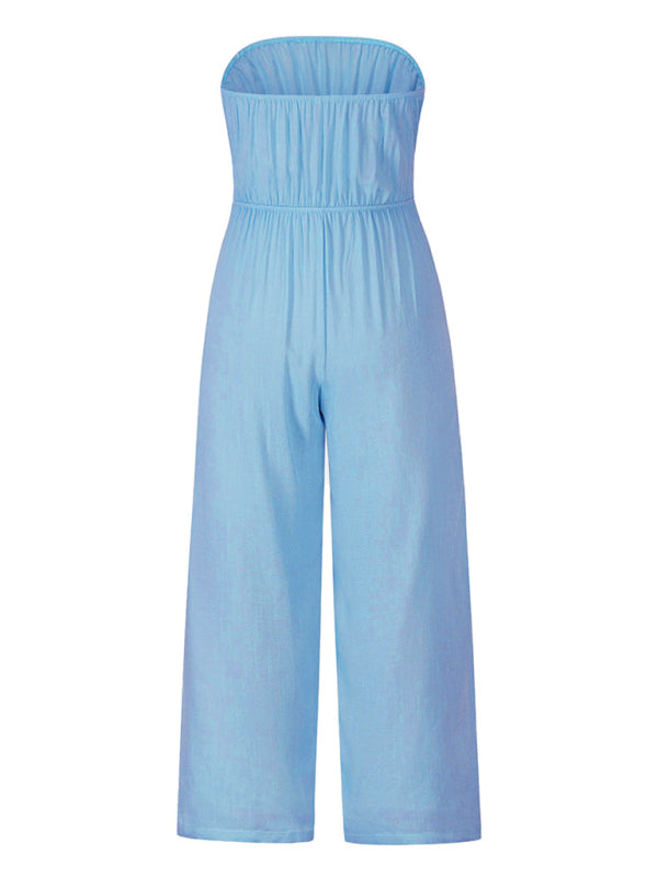 Blue Zone Planet | Elena's Bohemian backless slim jumpsuit straight trouser suit BLUE ZONE PLANET