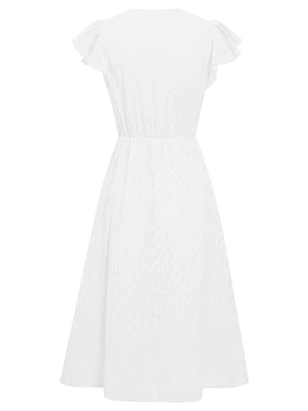 Blue Zone Planet | clothing European and American solid color V-neck waist fresh wind dress for women kakaclo