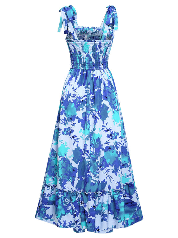 Blue Zone Planet |  Printed Waist Sleeveless Strappy Long Dress BLUE ZONE PLANET