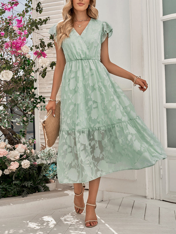 V Neck Floral Sleeveless Long Dress BLUE ZONE PLANET