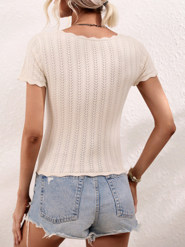 U-neck casual solid color sweater pullover loose round neck stitching sweater kakaclo