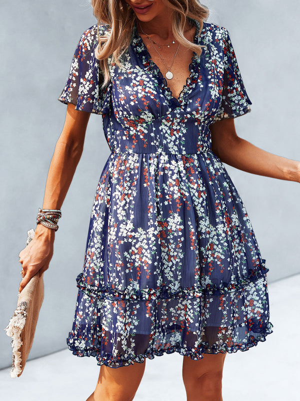 Emma's Casual Spring-Summer Mini Dress-TOPS / DRESSES-[Adult]-[Female]-Champlain color-S-2022 Online Blue Zone Planet