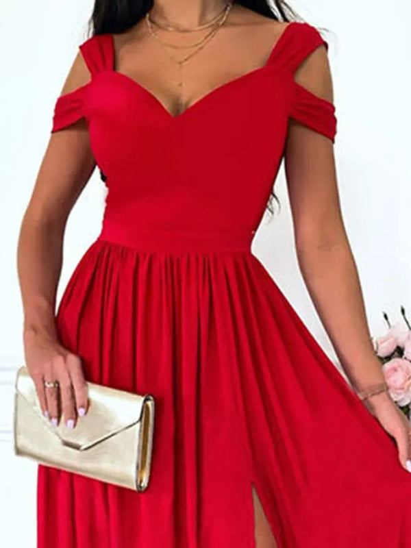 long dress printed V-neck sleeveless slit dress kakaclo