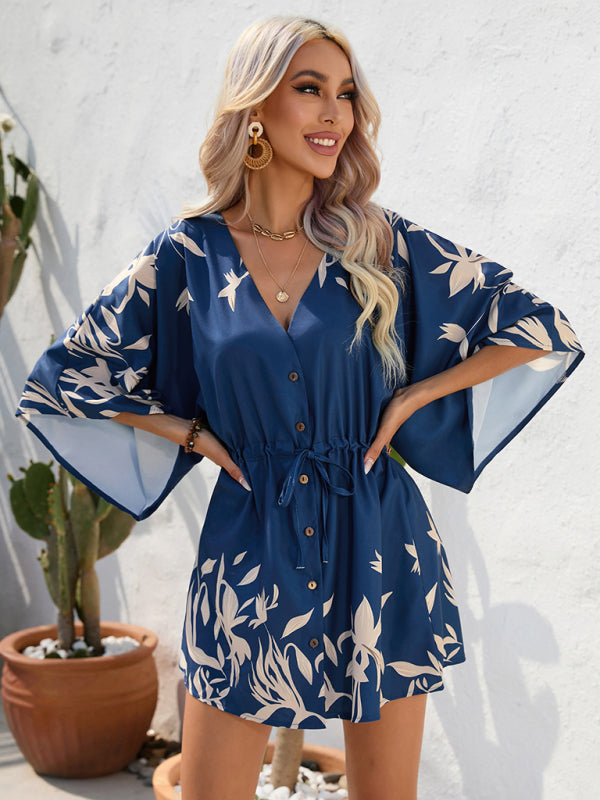 Blue Zone Planet |  Women's Woven Flower Holiday Casual Dress kakaclo