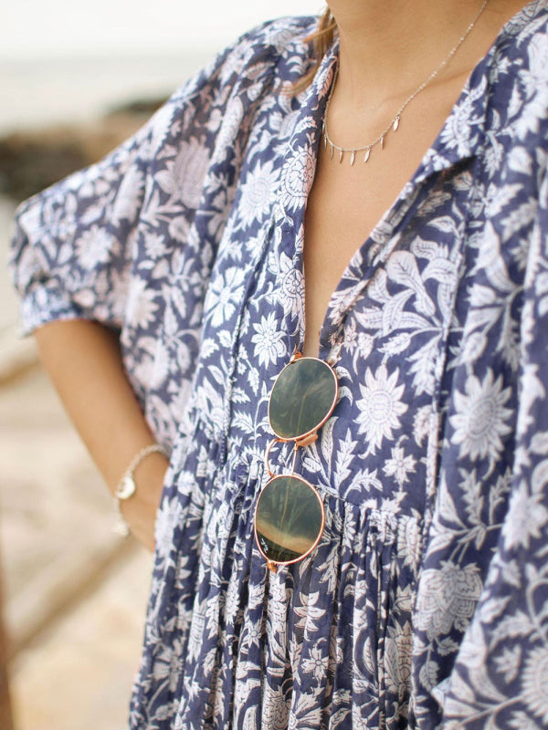 Blue Zone Planet |  Women's Woven Floral Loose Casual Dress with String kakaclo