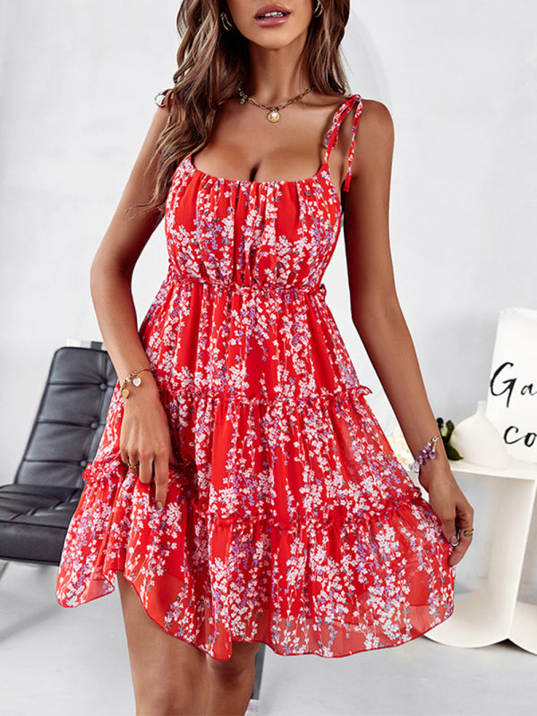 Sling Floral Dress Summer Wooden Ears-TOPS / DRESSES-[Adult]-[Female]-2022 Online Blue Zone Planet