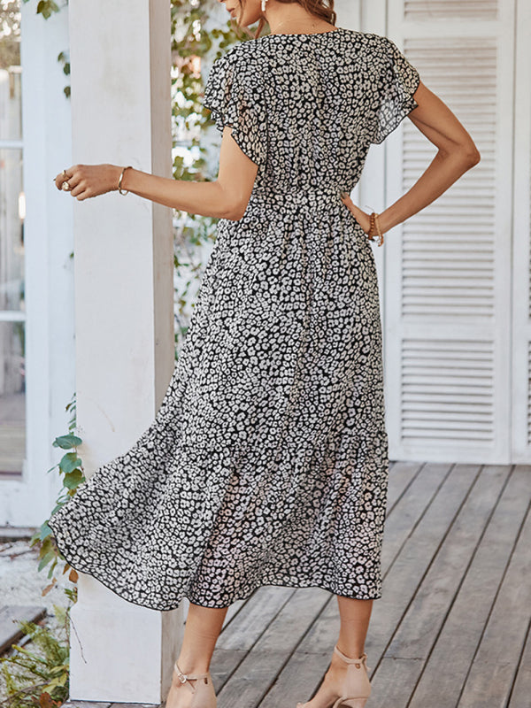 Flowy Dress Spring Summer Printed Casual Vacation Skirt-TOPS / DRESSES-[Adult]-[Female]-2022 Online Blue Zone Planet