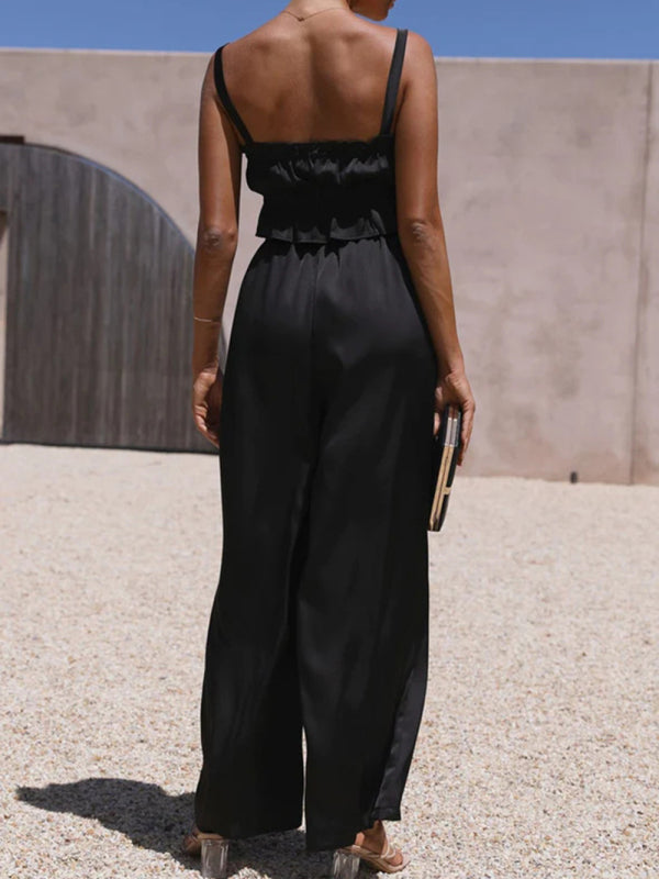Spring and summer clothing, one-neck spaghetti straps, wide-leg pants, fashion suit kakaclo