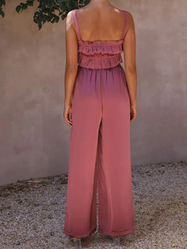 Spring and summer clothing, one-neck spaghetti straps, wide-leg pants, fashion suit kakaclo