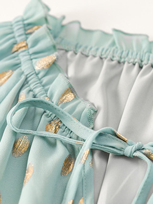 Bronzing Polka Dot Dress Women 2023 Spring Summer Elegant Short Skirt kakaclo