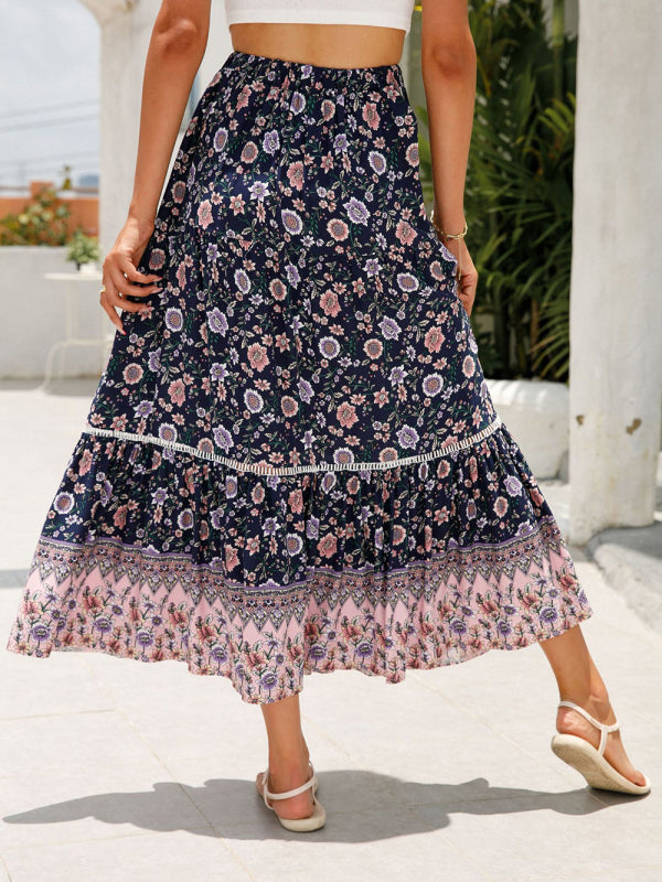Maxi Cotton Bohemian Beach Resort Skirt BLUE ZONE PLANET