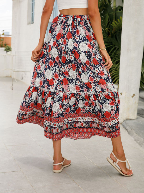 Maxi Cotton Bohemian Beach Resort Skirt BLUE ZONE PLANET