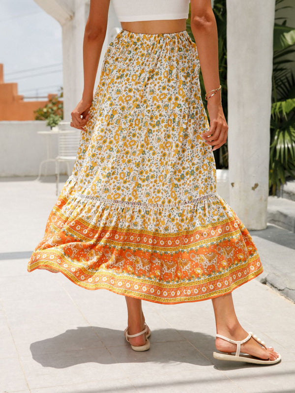 Maxi Cotton Bohemian Beach Resort Skirt BLUE ZONE PLANET