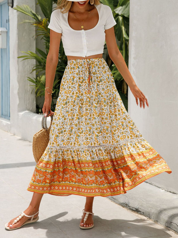 Maxi Cotton Bohemian Beach Resort Skirt BLUE ZONE PLANET