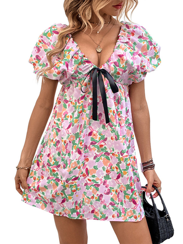 clothing Deep V sexy sweet and spicy fairy dress printed dress kakaclo