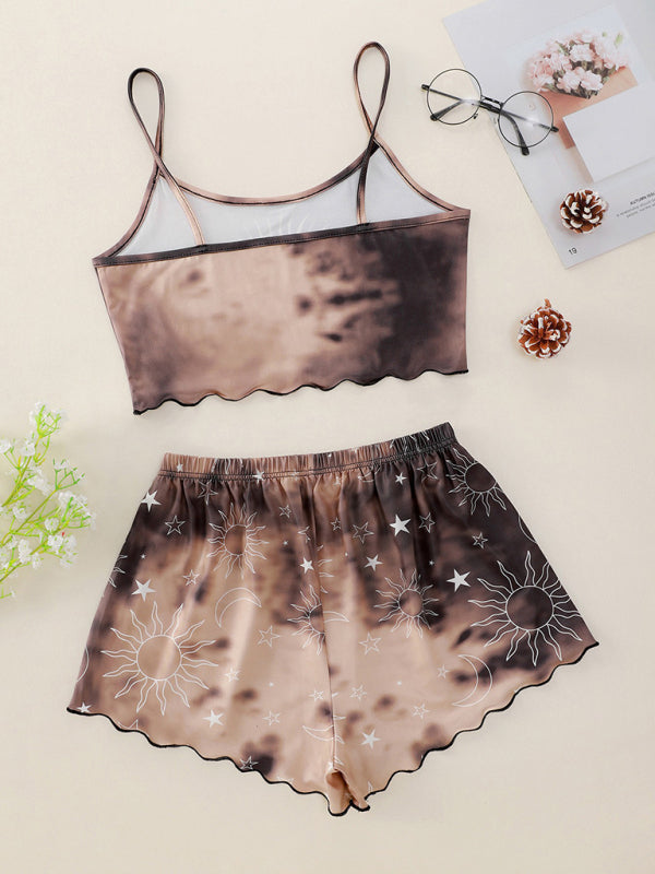 Blue Zone Planet |  Women's Tie-Dye Xingyue Printing Camisole Top + Shorts Homewear Set kakaclo