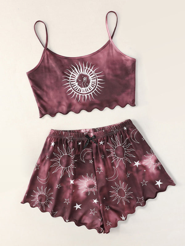 Blue Zone Planet |  Women's Tie-Dye Xingyue Printing Camisole Top + Shorts Homewear Set kakaclo