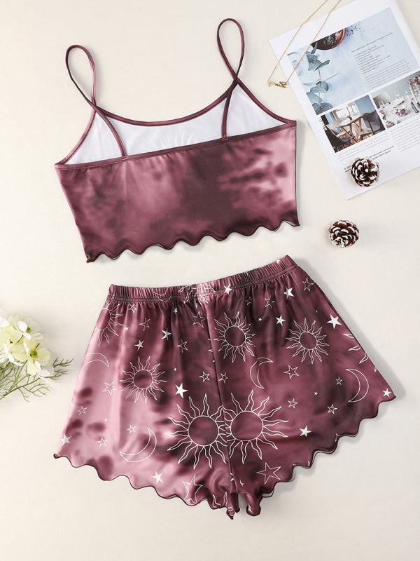 Blue Zone Planet |  Women's Tie-Dye Xingyue Printing Camisole Top + Shorts Homewear Set kakaclo