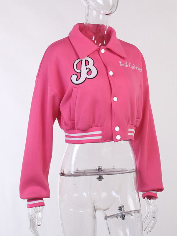 Knitted printed long-sleeved baseball jacket spring hot girl kakaclo