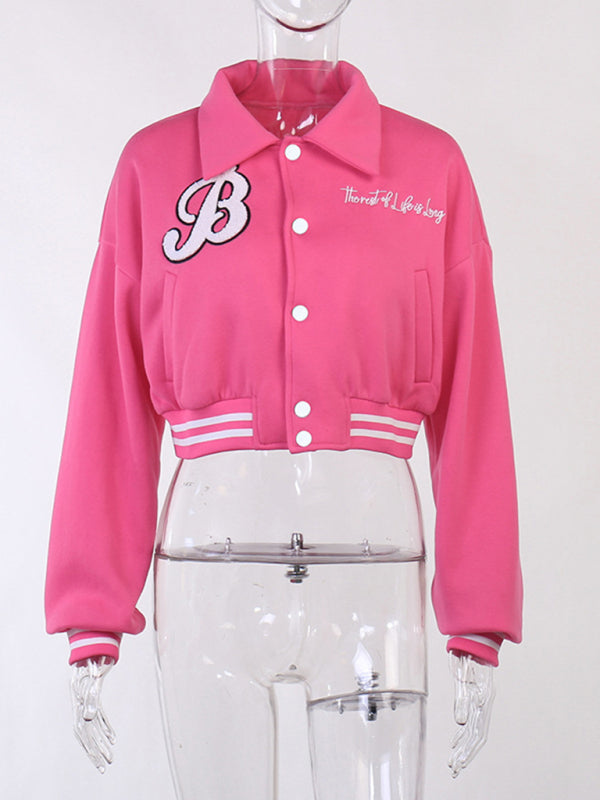 Knitted printed long-sleeved baseball jacket spring hot girl kakaclo