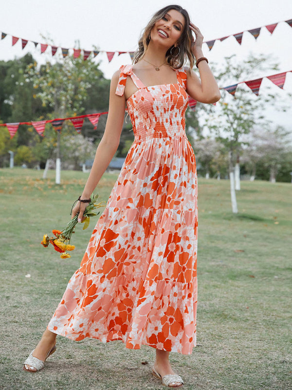 Blue Zone Planet |  Women's Sling Floral Resort Long Dress kakaclo