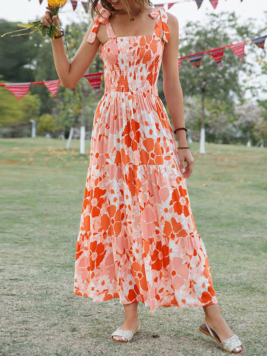 Blue Zone Planet |  Women's Sling Floral Resort Long Dress kakaclo
