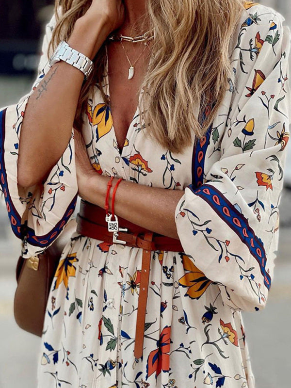Blue Zone Planet |  Women's Printed Bohemian Long Dress kakaclo
