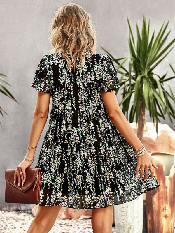 Women's Woven Printed Bohemian Dress-TOPS / DRESSES-[Adult]-[Female]-2022 Online Blue Zone Planet