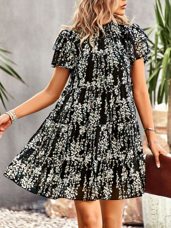 Women's Woven Printed Bohemian Dress-TOPS / DRESSES-[Adult]-[Female]-2022 Online Blue Zone Planet