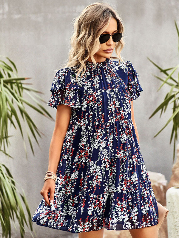 Women's Woven Printed Bohemian Dress-TOPS / DRESSES-[Adult]-[Female]-2022 Online Blue Zone Planet