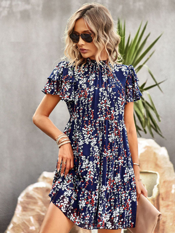 Women's Woven Printed Bohemian Dress-TOPS / DRESSES-[Adult]-[Female]-2022 Online Blue Zone Planet