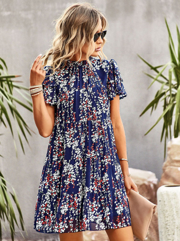Women's Woven Printed Bohemian Dress-TOPS / DRESSES-[Adult]-[Female]-2022 Online Blue Zone Planet