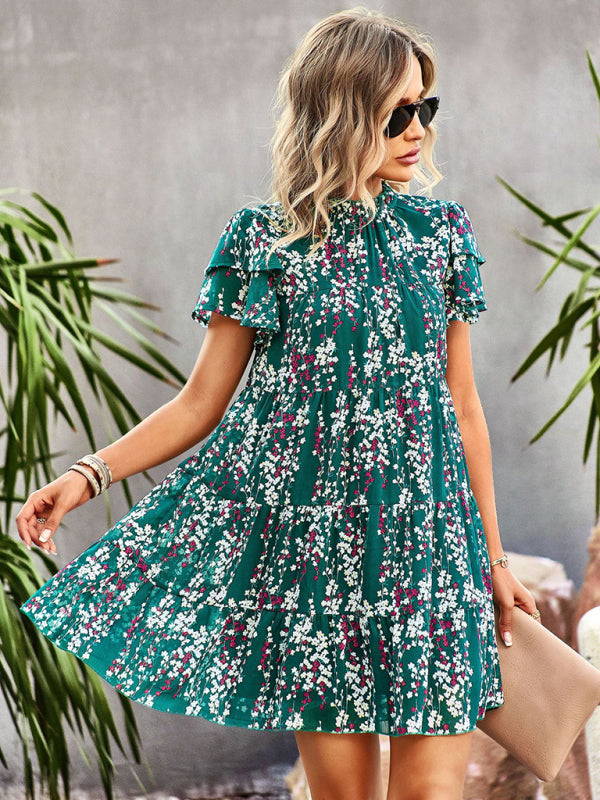 Women's Woven Printed Bohemian Dress-TOPS / DRESSES-[Adult]-[Female]-2022 Online Blue Zone Planet