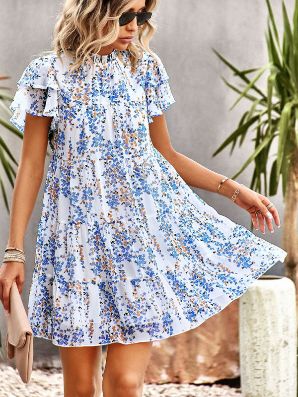 Women's Woven Printed Bohemian Dress-TOPS / DRESSES-[Adult]-[Female]-2022 Online Blue Zone Planet
