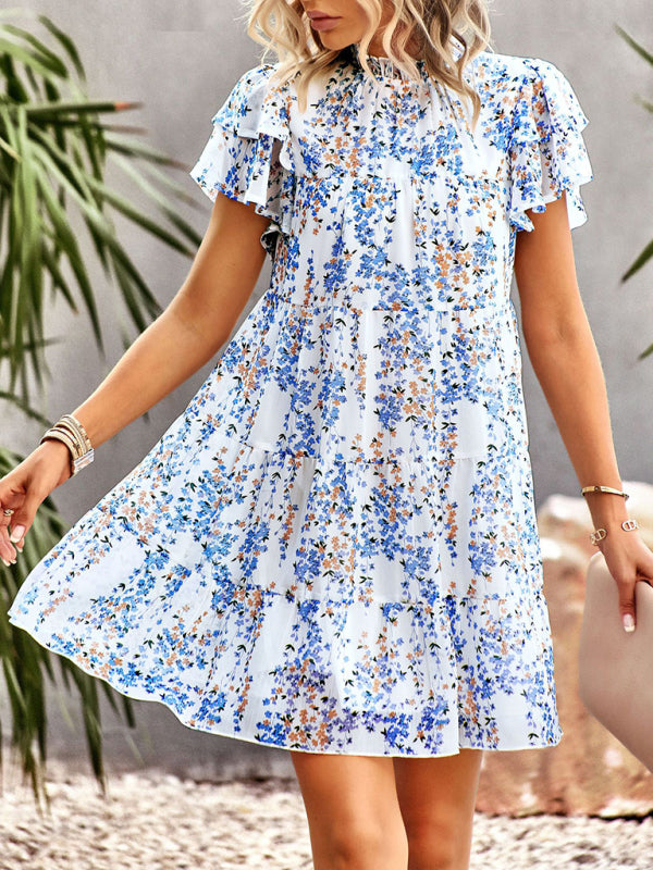 Women's Woven Printed Bohemian Dress-TOPS / DRESSES-[Adult]-[Female]-2022 Online Blue Zone Planet