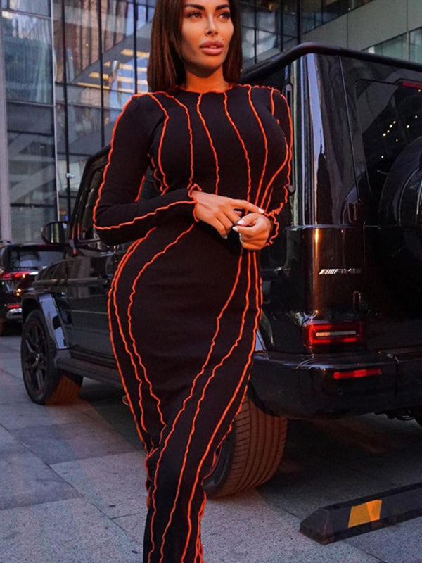 style small pit strip round neck reverse car edge dress kakaclo