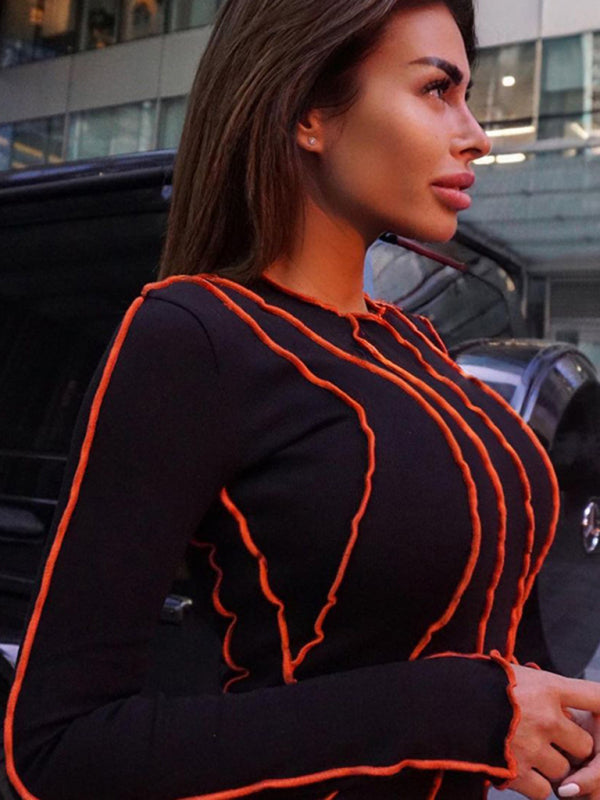 style small pit strip round neck reverse car edge dress kakaclo
