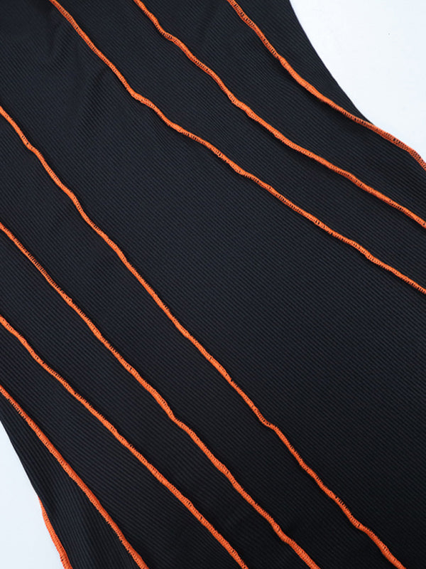 style small pit strip round neck reverse car edge dress kakaclo