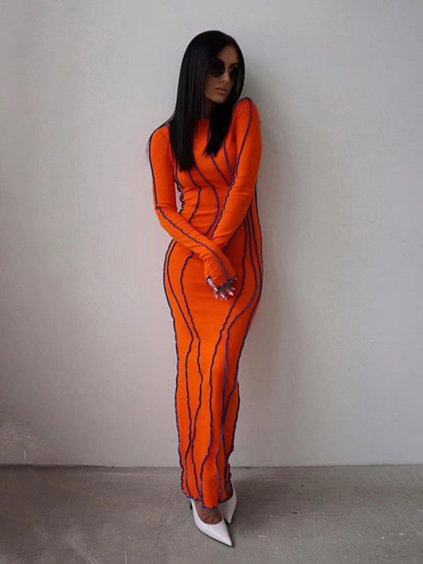 style small pit strip round neck reverse car edge dress kakaclo