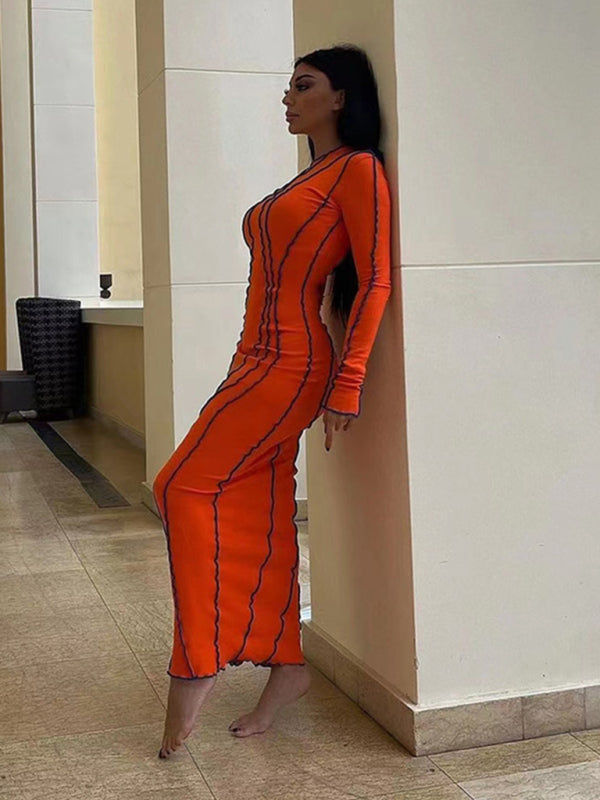 style small pit strip round neck reverse car edge dress kakaclo