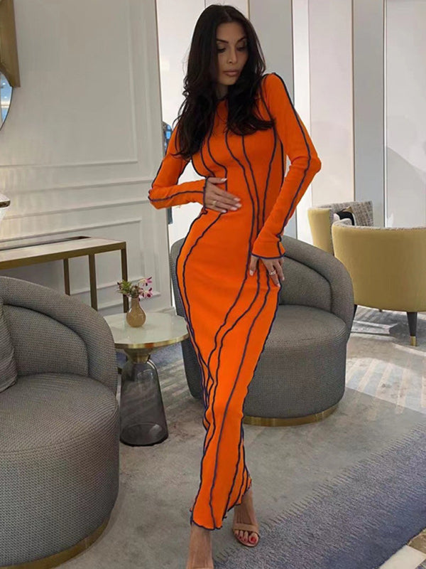 style small pit strip round neck reverse car edge dress kakaclo